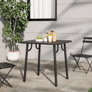 Living And Home Morden Square Outdoor Garden Metal Table 80Cm Black