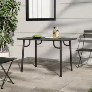 Living And Home Morden Rectangular Outdoor Garden Metal Table 120Cm Black