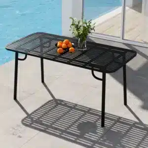 Living And Home Morden Rectangular Outdoor Garden Metal Table 160Cm Black