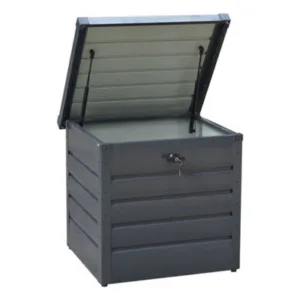 Living And Home Waterproof Metal Outdoor Garden Storage Box Lockable Flat Top 200 L Anthracite