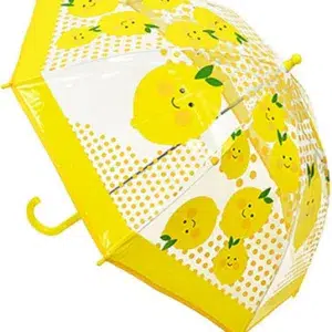 Kav Lemon Kids Transparent School Umbrella For Boys And Girls - Beautiful, Lightweight Design Dome Parasol For Your Child Pink