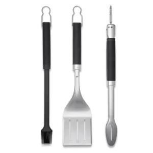 Weber Precision Rubber & Stainless Steel 3 Piece Barbecue Tool Set Black