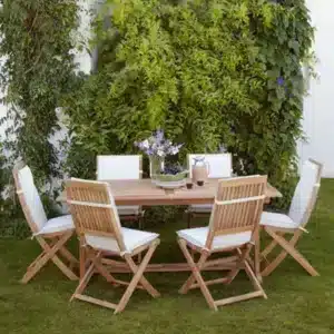 Blooma Wooden 6 Seater Dining Set Cream