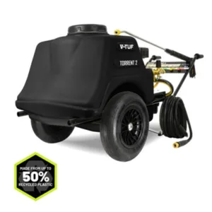 V-Tuf Torrent2 2755Psi, 190 Bar, 13Lpm Industrial 7Hp 150Litre Mini-Bowser Petrol Pressure Washer Black