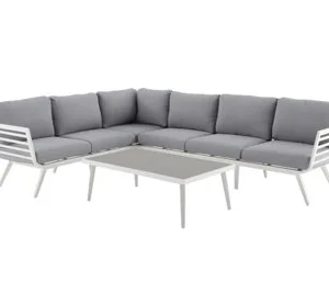 Out & Out Original Out & Out Ibiza Corner Lounge Set- 5 Seater- White/ Grey White/Grey