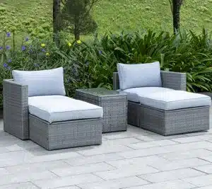 Out & Out Original Out & Out Lima Outdoor Modular Rattan Chaise Lounge Set - 2 Seats Grey