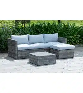 Out & Out Original Out & Out Lima Outdoor Rattan Chaise Corner Lounge Set - 3 Seats Grey