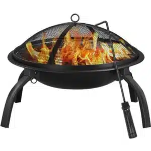 Yaheetech Foldable Outdoor Round Fire Pit With Cooking Grill Light