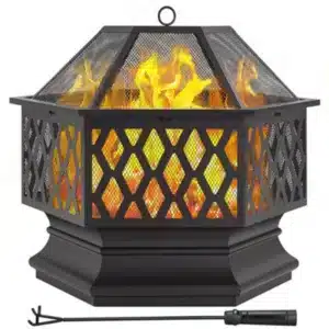 Yaheetech Hex-Shaped Fire Pit With Spark Screen And Poker