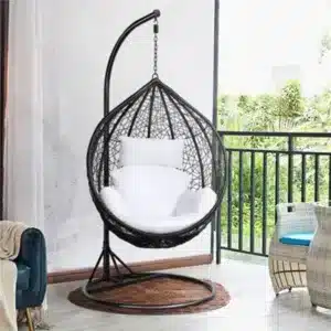 Yaheetech Hanging Egg Chair With Cushion Garden Patio Rattan Swing Chair Black