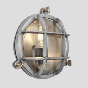 Industville Bulkhead Outdoor & Bathroom Round 8 Inch, Gunmetal, Side Wiring Light