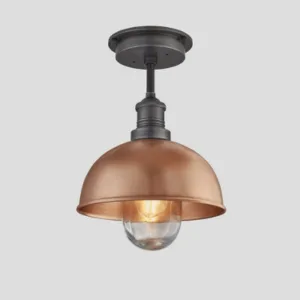 Industville Brooklyn Outdoor & Bathroom Dome Flush Mount, 8 Inch, Copper, Pewter Holder Light