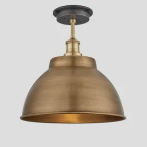 Industville Brooklyn Outdoor & Bathroom Dome Flush Mount, 13 Inch, Brass, Brass Holder Light