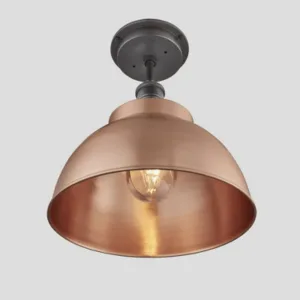 Industville Brooklyn Outdoor & Bathroom Dome Flush Mount, 13 Inch, Copper, Pewter Holder Light