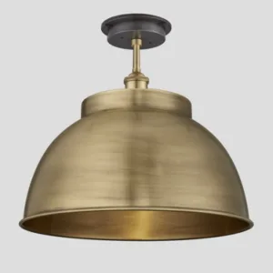 Industville Brooklyn Outdoor & Bathroom Dome Flush Mount, 17 Inch, Brass, Brass Holder Light