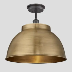 Industville Brooklyn Outdoor & Bathroom Dome Flush Mount, 17 Inch, Brass, Pewter Holder Light