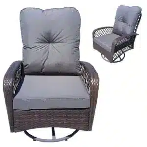 B&Q Patio Rattan Swivel Chair, 360 Degrees Swivel Lounge Armchair With Soft Cushion, Weatherproof Pe Ratta - Brown