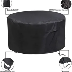 B&Q Furniture One 600D Oxford Fabric Patio Set Cover Round Dining Set Cover 180X90cm Black