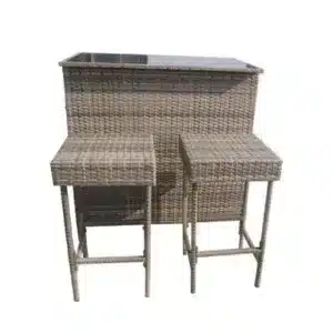 B&Q Furniture One Rattan Effect Natural 3 Piece Garden Bar With 2 Stools Rattan Patio Conservatory Furniture Garden Bat Set