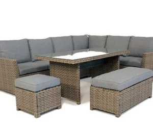 Out & Out Original Out & Out Palma 9 Seater Corner Outdoor Rattan Garden Lounge Set In Grey