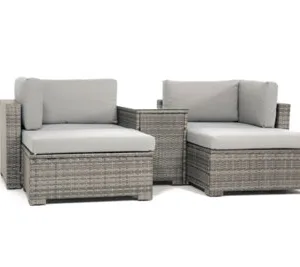 Out & Out Original Out & Out Kingston Rattan Garden Furniture Modular Lounge Set - Grey