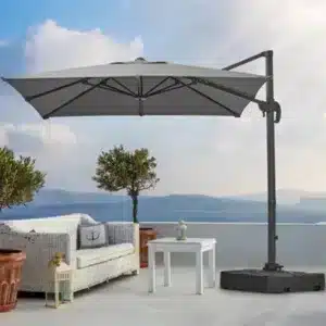 Living And Home 2.5M Large Rotatable Tilting Garden Rome Umbrella Cantilever Parasol Sun Shade Crank Lift With 100L Fillable Base, Dark Grey Dark/Grey