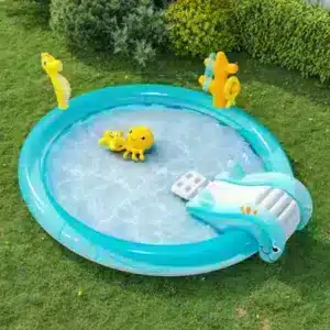 Living And Home Livingandhome Garden Backyard Inflatable Play Center Wading Pool With Slide 200Cm W X 152Cm D X 40Cm H