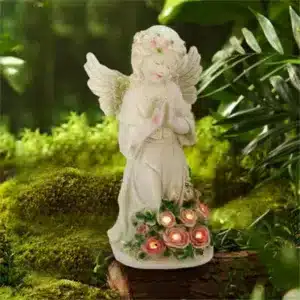 Living And Home Solar Powered Angel Fairy Garden Ornament Resin Statue Figurine Lawn Decor Light