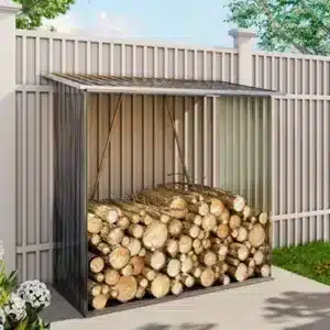 Living And Home 5 X 2 Ft Metal Log Storage Shed Firewood Rack Outdoor Log Store Grey