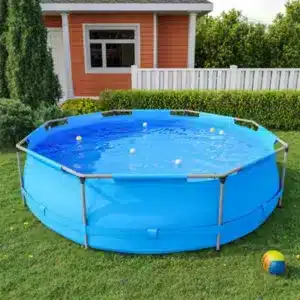 Living And Home Livingandhome Mini Round Metal Frame Pool Kids Outdoor Above Ground Swimming Pool 360 X 76 Cm