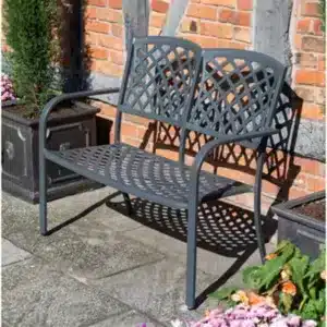 Cheshire 2 Seater Vienna Aluminium Garden Bench - Gunmetal Grey