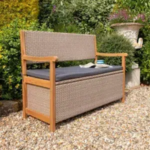 Cheshire 2 Seater Hardwood Timber Framed Rattan Weave Bench