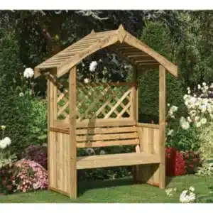 Cheshire Deluxe Pressure Treated Apex Arbour + Open Trellis Sides (1.6M X 0.7M X 2M)