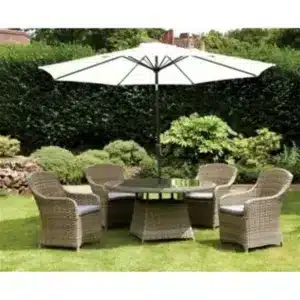 Clifton 6 Seater Garden Furniture Set - 7 Piece - Deluxe Rattan Round Imperial Dining Set - 110Cm Table With 6 Chairs Includes Cushions