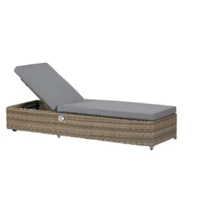 Clifton Deluxe Rattan Sun Lounger Includes Cushion - Garden Furniture Grey