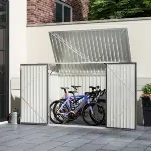 H&O Direct 5X3 Ft Garden Storage Shed With Double Lockable Doors Metal Sheds Storage House For Bicycles Trash Can