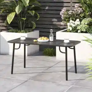 H&O Direct Rectangular Outdoor Garden Metal Table 160Cm W X 80Cm D X 75Cm H