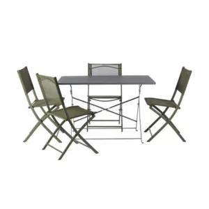 Goodhome Saba Metal 4 Seater Dining Set Lichen Green