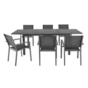 B&Q Moorea Metal 6 Seater Dining Set Ebony