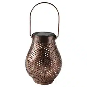 Bez Marki Copper Effect Solar-Powered Led Outdoor Hanging Lantern Light