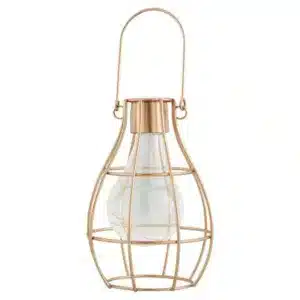 B&Q Gold Effect Cage Solar-Powered Led Outdoor Decorative Light Gold/Light