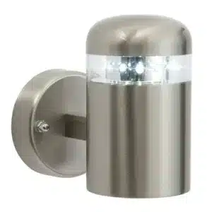 B&Q Halbury Satin Chrome Effect Led Outdoor Wall Light