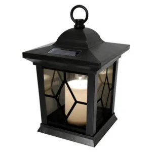 Blooma Plastic Solar-Powered Outdoor Led Lantern Black